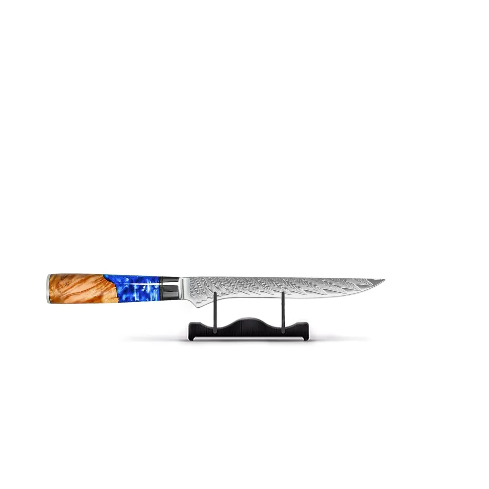 Shinrai Knives - Epoxy Sapphire 6-delige Messenset + Messenblok Stans