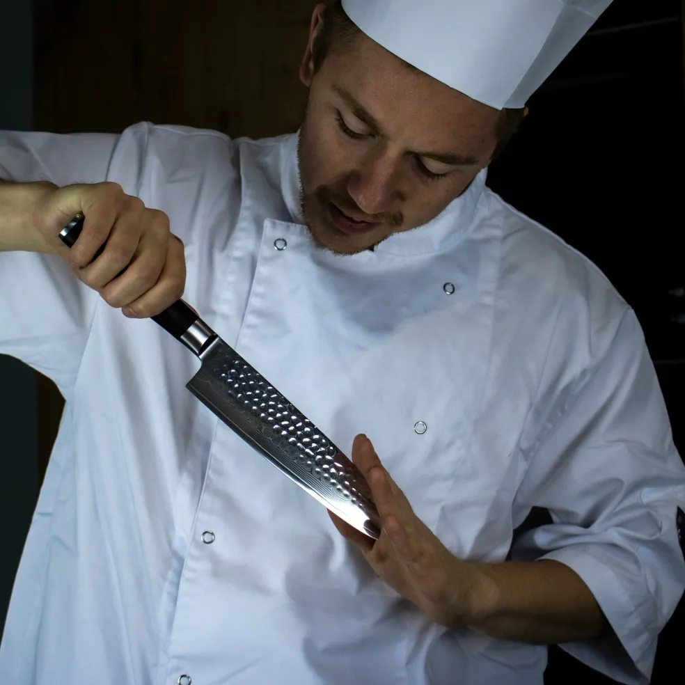 Shinrai Knives - Hammered Damast BR Santoku mes 18 cm