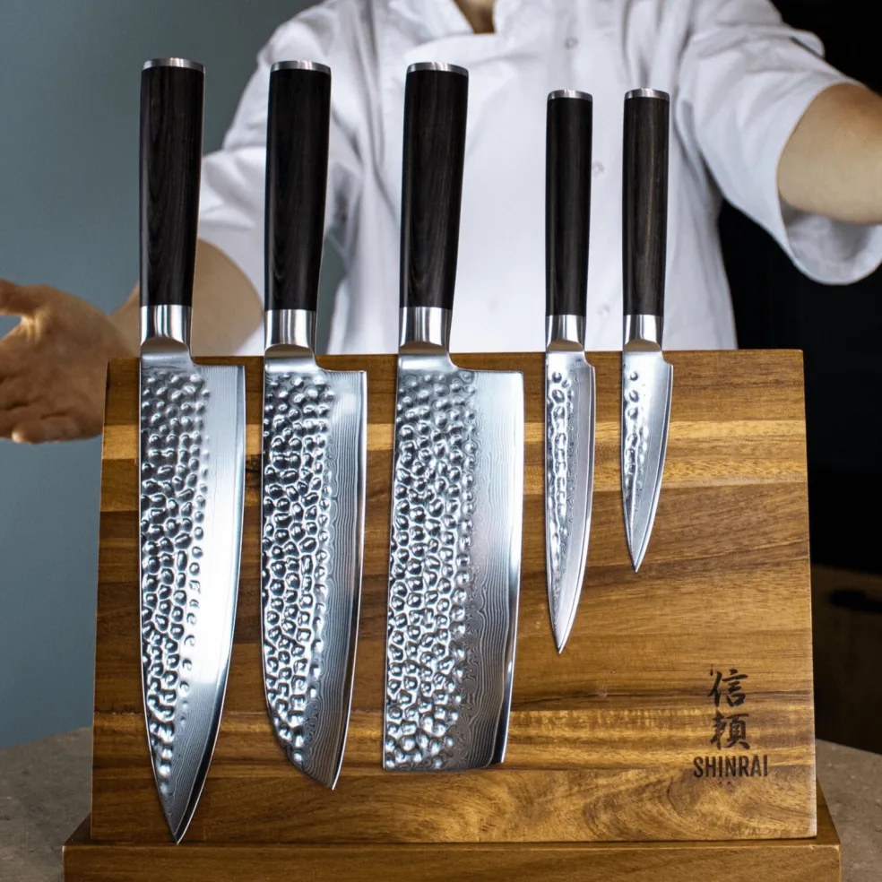 Shinrai Knives - Hammered Damast BR 5-Delige Messenset