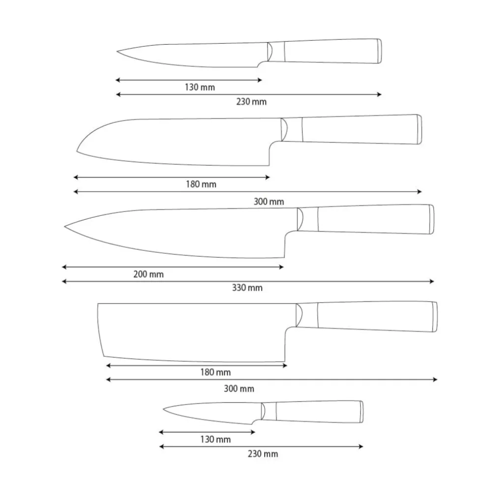 Shinrai Knives - Hammered Damast BR 5-Delige Messenset
