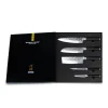 Shinrai Knives - Hammered Damast BR 5-delige Messenset + Magnetisch Messenblok Dubbelzijdig - Zwart