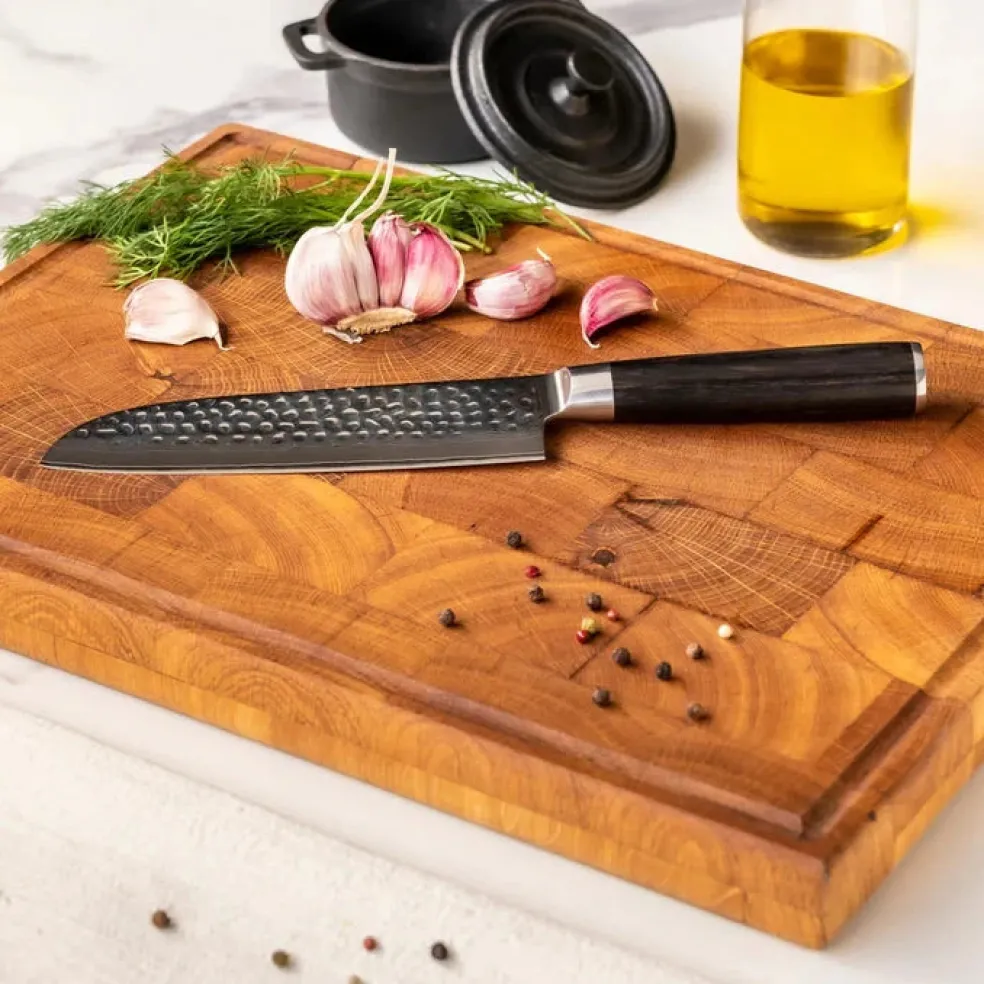 Shinrai Knives - Hammered Damast BR 5-delige Messenset + Messenblok Stans