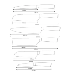 Shinrai Knives - Hammered RVS 6-delige Messenset