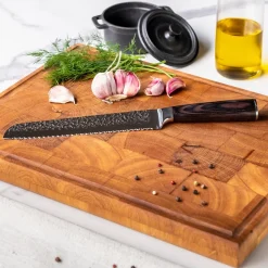 Shinrai Knives - Hammered RVS 6-delige Messenset + Messenblok Cito dubbelzijdig