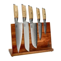 Shinrai Knives - Hikari Damascus 5-delige messenset + Messenblok enkelzijdig