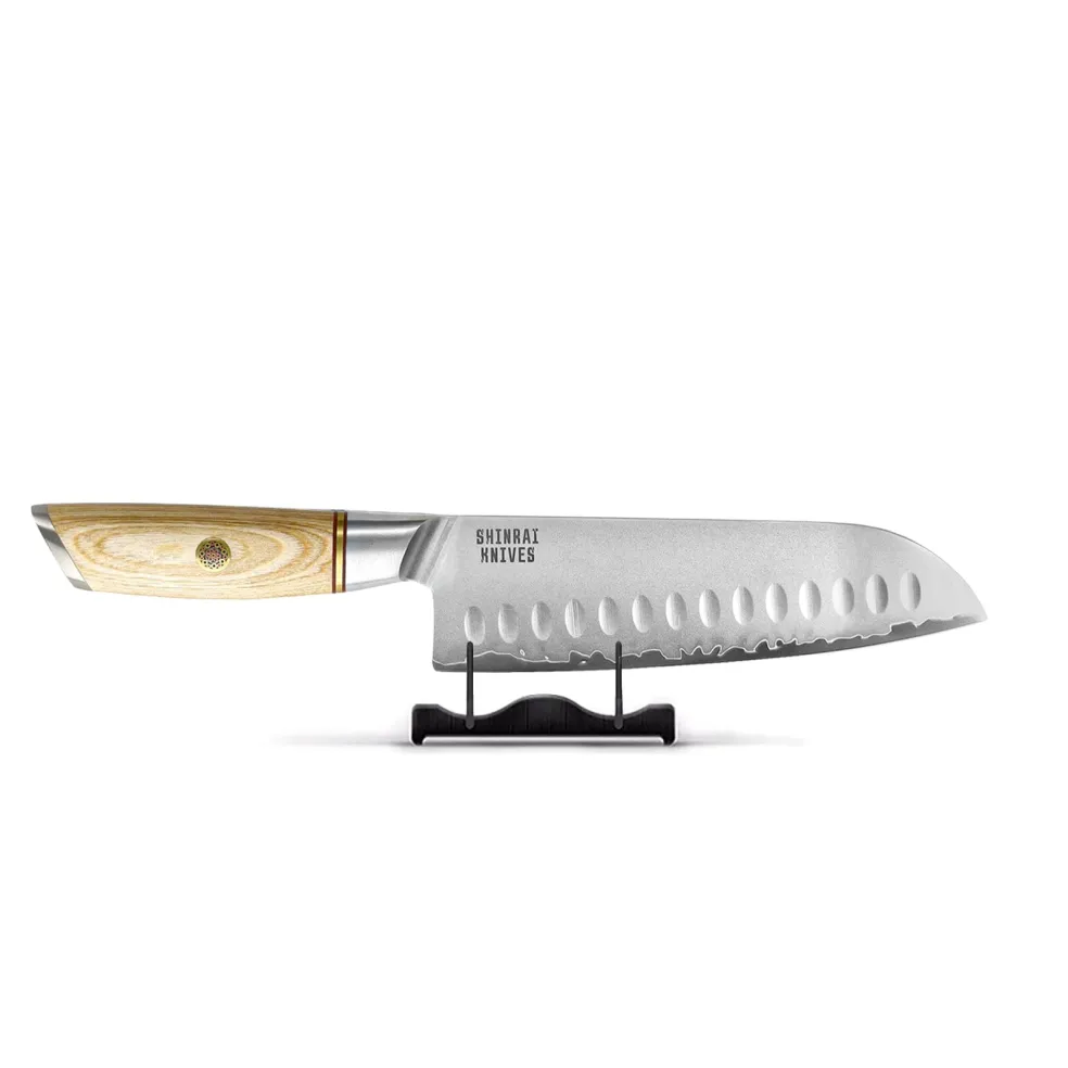 Shinrai Knives - Hikari Damascus 5-delige messenset + Messenblok Stans