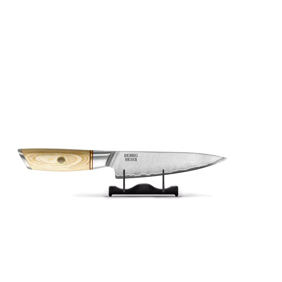 Shinrai Knives - Hikari Damascus 5-delige messenset + Messenblok Stans