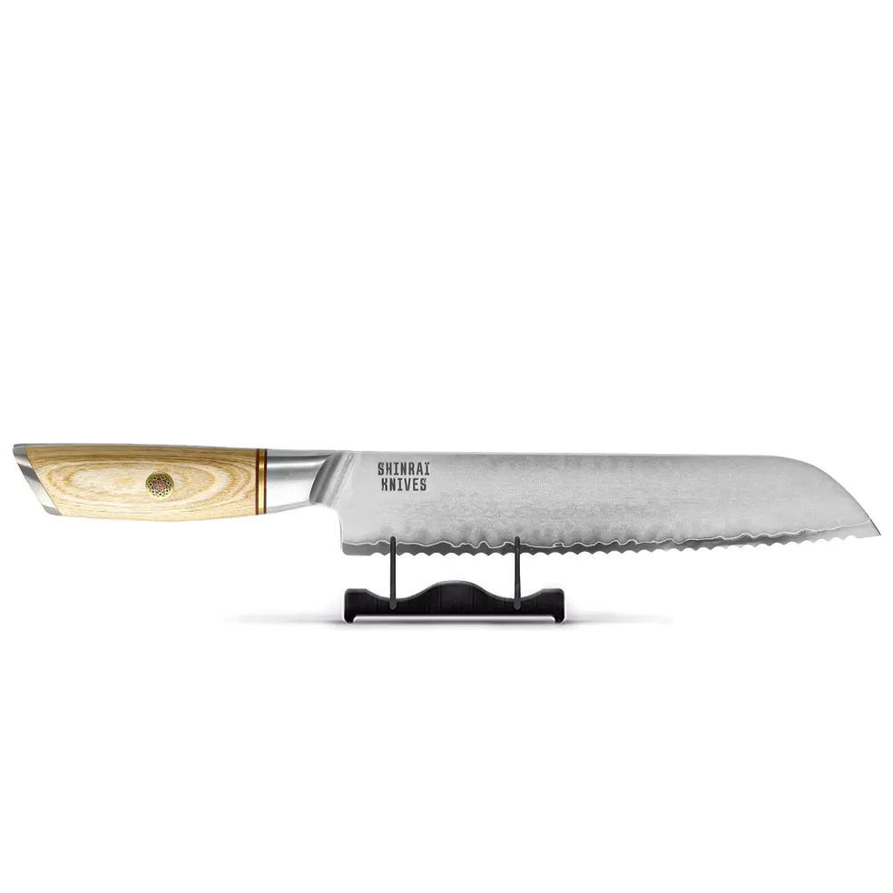 Shinrai Knives - Hikari Damascus 5-delige messenset + Messenblok Stans