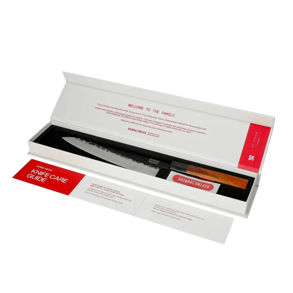 Shinrai Knives - Kurayami 3-delige Damascus Messenset - Koksmes + Santoku + Schilmes