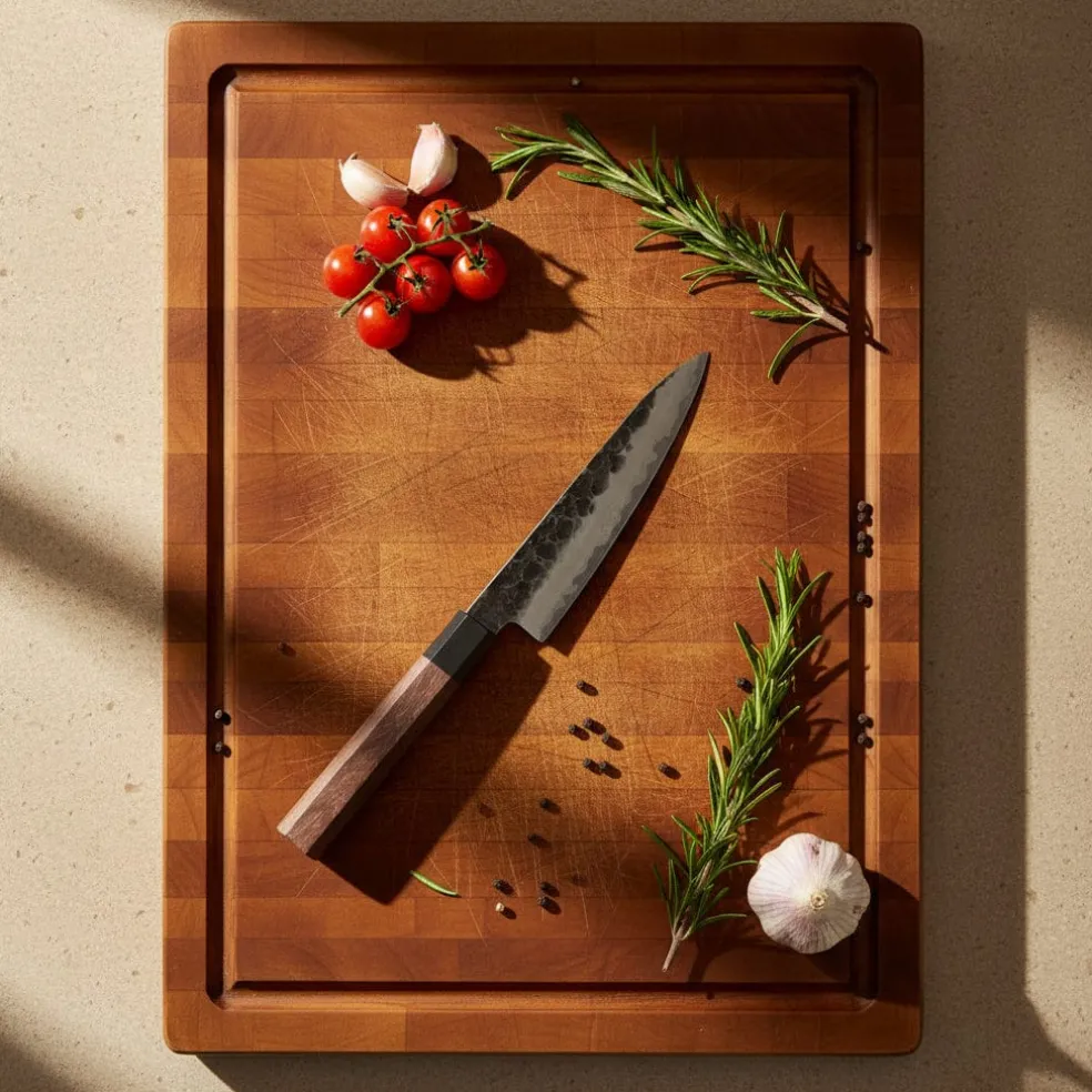 Shinrai Knives - Kurayami 2-delige Damascus Messenset - Santoku + Schilmes