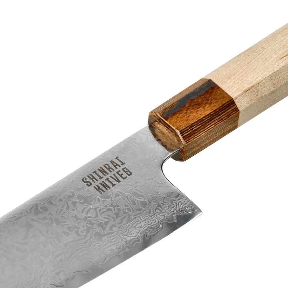 Shinrai Knives - Kōyō Damascus Santoku mes 18 cm