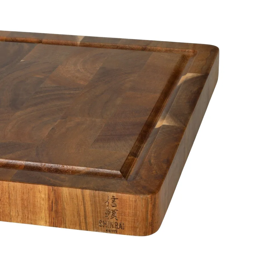 Shinrai Knives - Luxe Snijplank Acaciahout - Kopshout - 35 × 25 × 2.5 cm