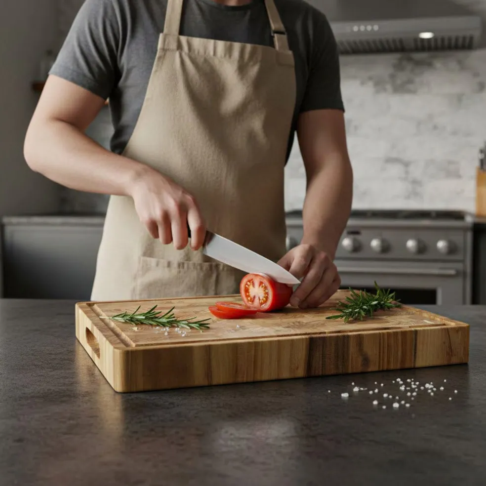 Shinrai Knives - Luxe Snijplank Teakhout - Kopshout - 40 x 30 x 4.5 cm