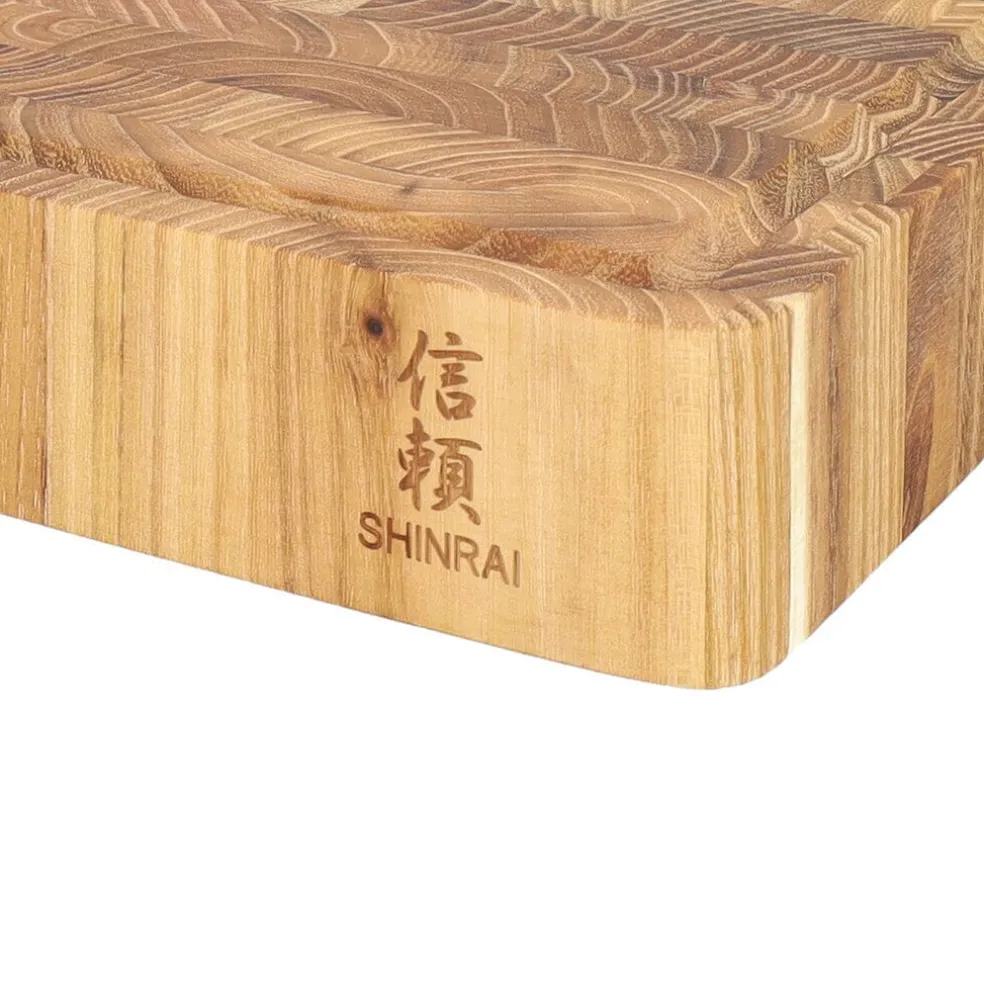 Shinrai Knives - Luxe Snijplank Teakhout - Kopshout - 40 x 30 x 4.5 cm