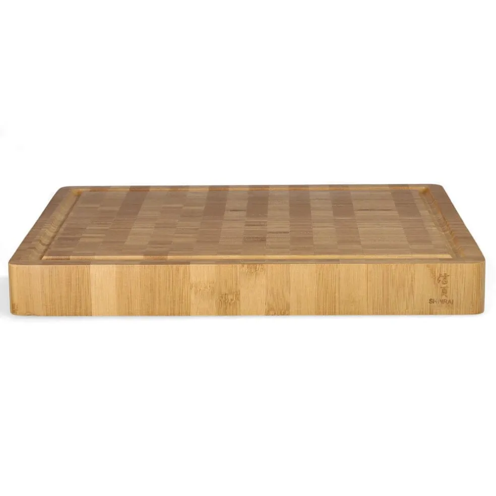Shinrai Knives - Luxe Snijplank Massief Bamboehout - Kopshout - 40 x 30 x 4.5 cm