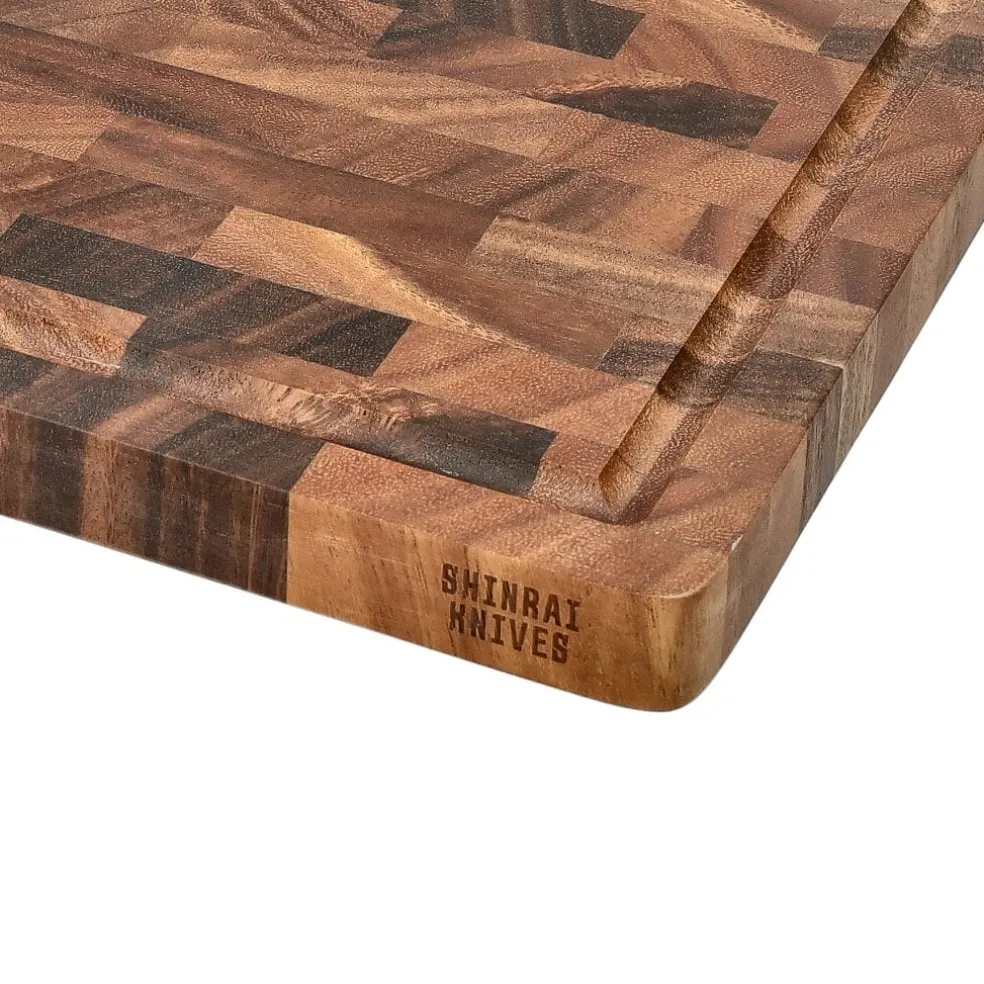 Shinrai Knives - Luxe Snijplank Walnotenhout - Kopshout - 35 × 25 × 2.5 cm