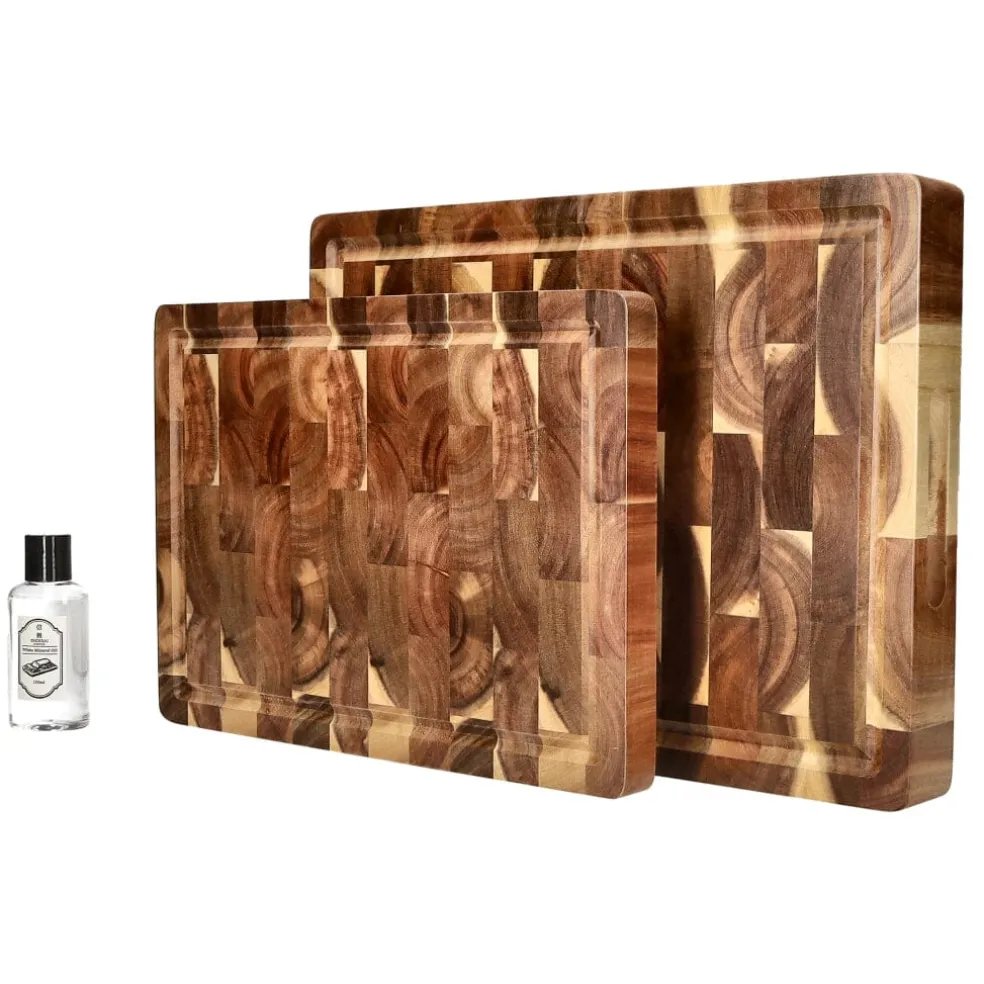 Shinrai Knives - Luxe Snijplank Acaciahout - Kopshout - Bundel