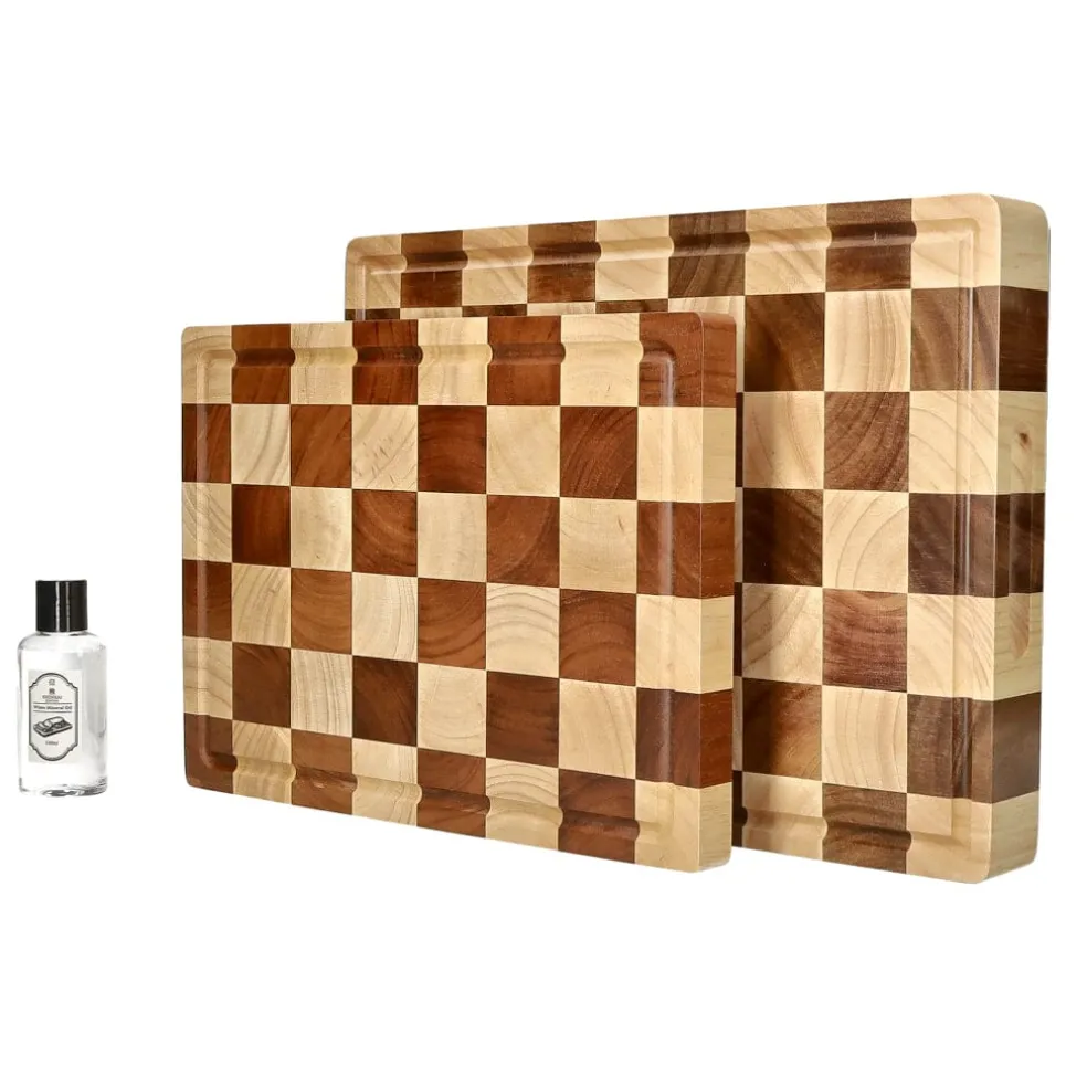 Shinrai Knives - Luxe Snijplank Schaak - Kopshout - Bundel