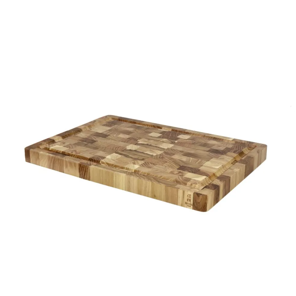 Shinrai Knives - Luxe Snijplank Teakhout - Kopshout - Bundel