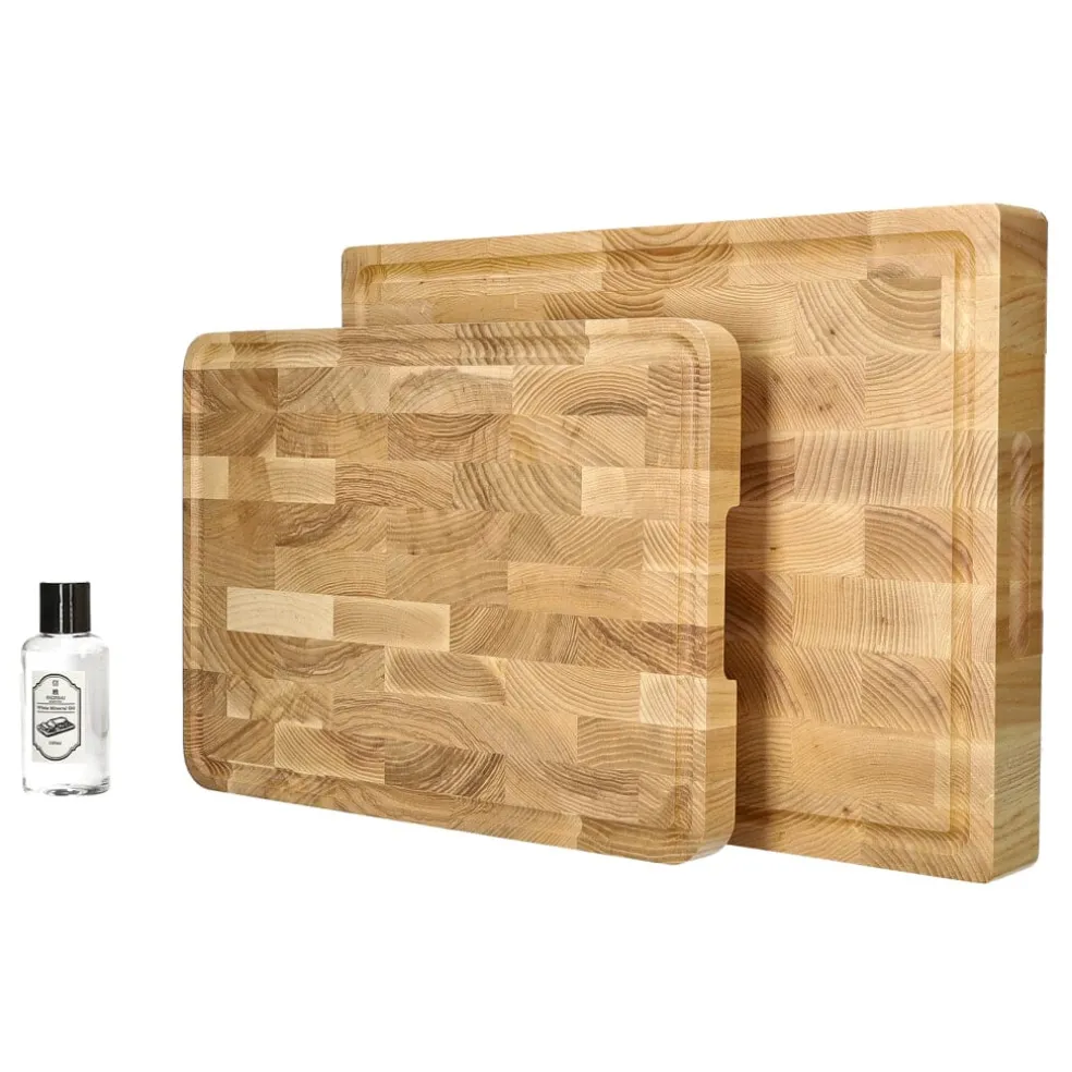 Shinrai Knives - Luxe Snijplank Essenhout - Kopshout - Bundel