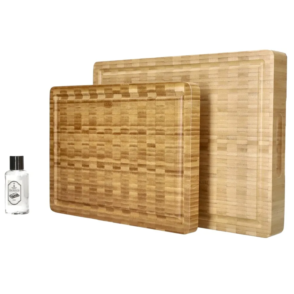 Shinrai Knives - Luxe Snijplank Massief Bamboehout - Kopshout - Bundel