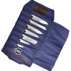 Shinrai Knives - Messenrol Hoogwaardig Canvas & Leer Donkerblauw