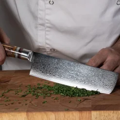 Shinrai Knives - Micarta Jewels Damascus Nakiri 18 cm