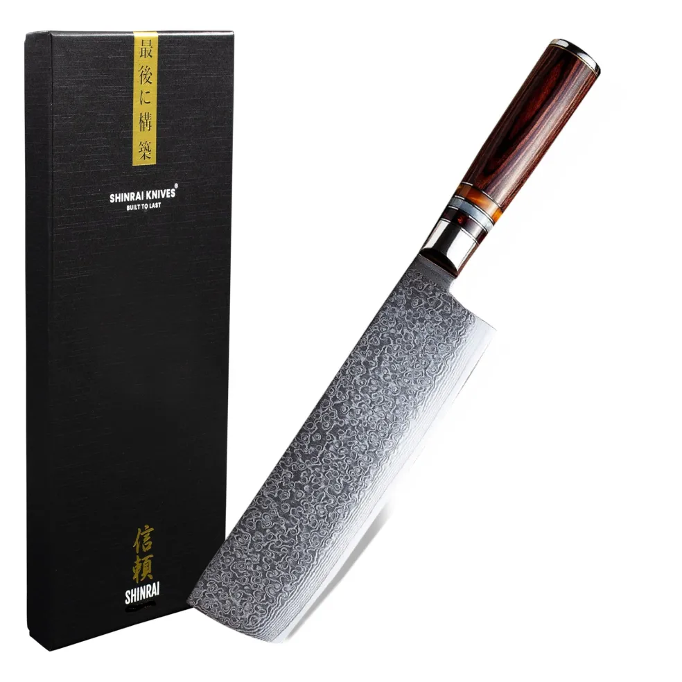 Shinrai Knives - Micarta Jewels Damascus Nakiri 18 cm
