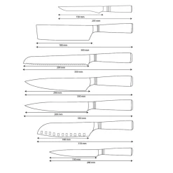 Shinrai Knives - Micarta Jewels 7-delige Damascus Messenset