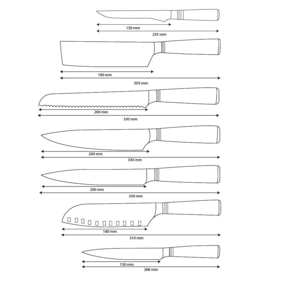 Shinrai Knives - Micarta Jewels 7-delige Damascus Messenset