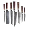 Shinrai Knives - Micarta Jewels 7-delige Damascus Messenset + Magnetisch Messenblok Dubbelzijdig