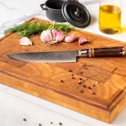 Shinrai Knives - Micarta Jewels 2-delige Damascus Messenset - Koksmes + Santoku