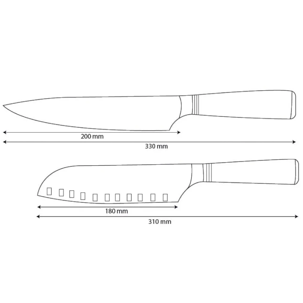Shinrai Knives - Micarta Jewels 2-delige Damascus Messenset - Koksmes + Santoku
