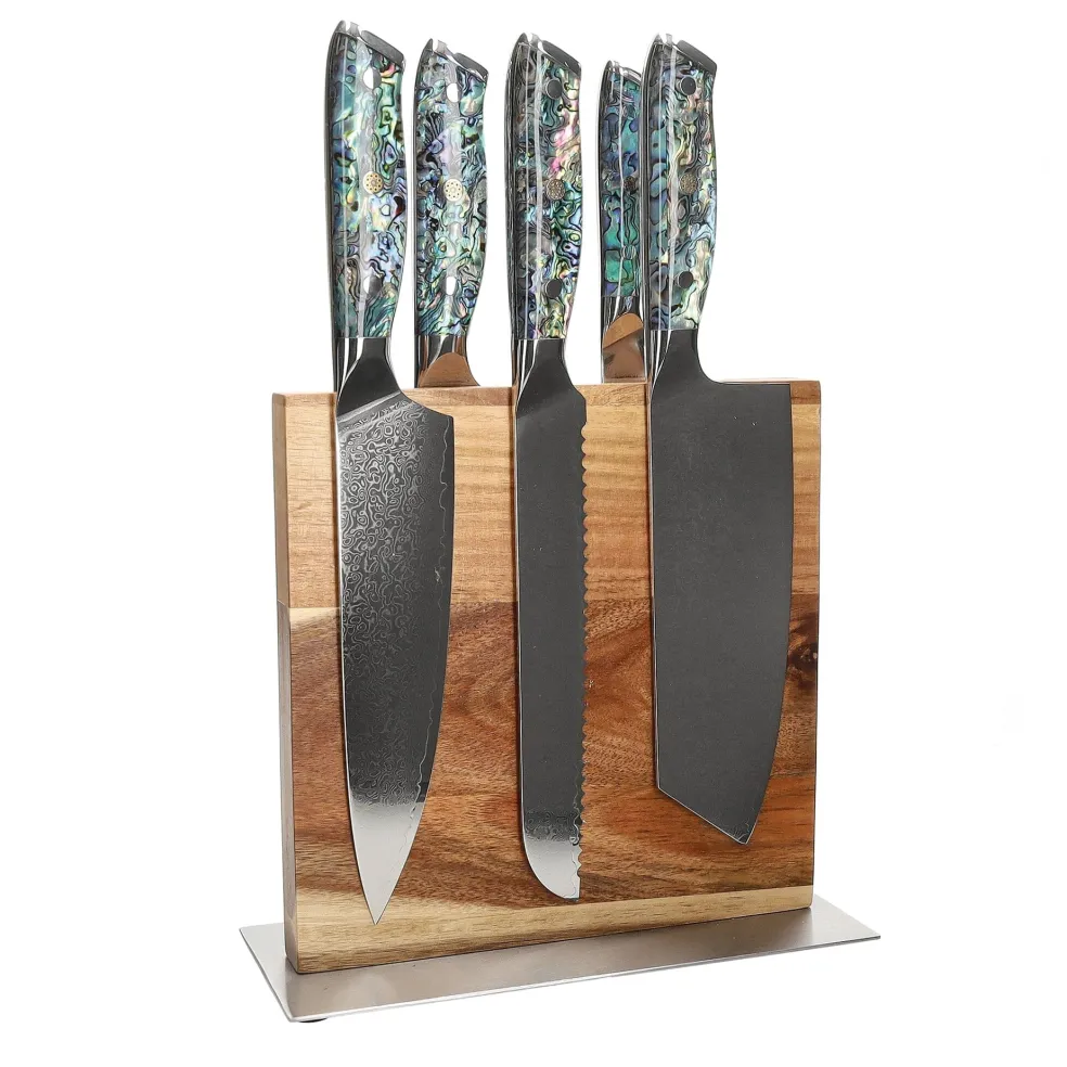Shinrai Knives - Parelmoer Jewels 5-delige Messenset + Messenblok Cito dubbelzijdig