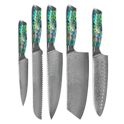 Shinrai Knives - Parelmoer Jewels 5-delige Messenset + Messenblok Cito dubbelzijdig