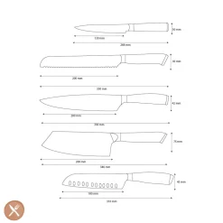 Shinrai Knives - Parelmoer Jewels Serie 5-delige Damascus Messenset