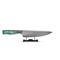 Shinrai Knives - Parelmoer Jewels 2-delige Damascus Messenset - Koksmes + Santoku mes