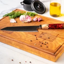 Shinrai Knives - Ruby Octagon Damascus Kiritsuke 23 cm - Special Edition