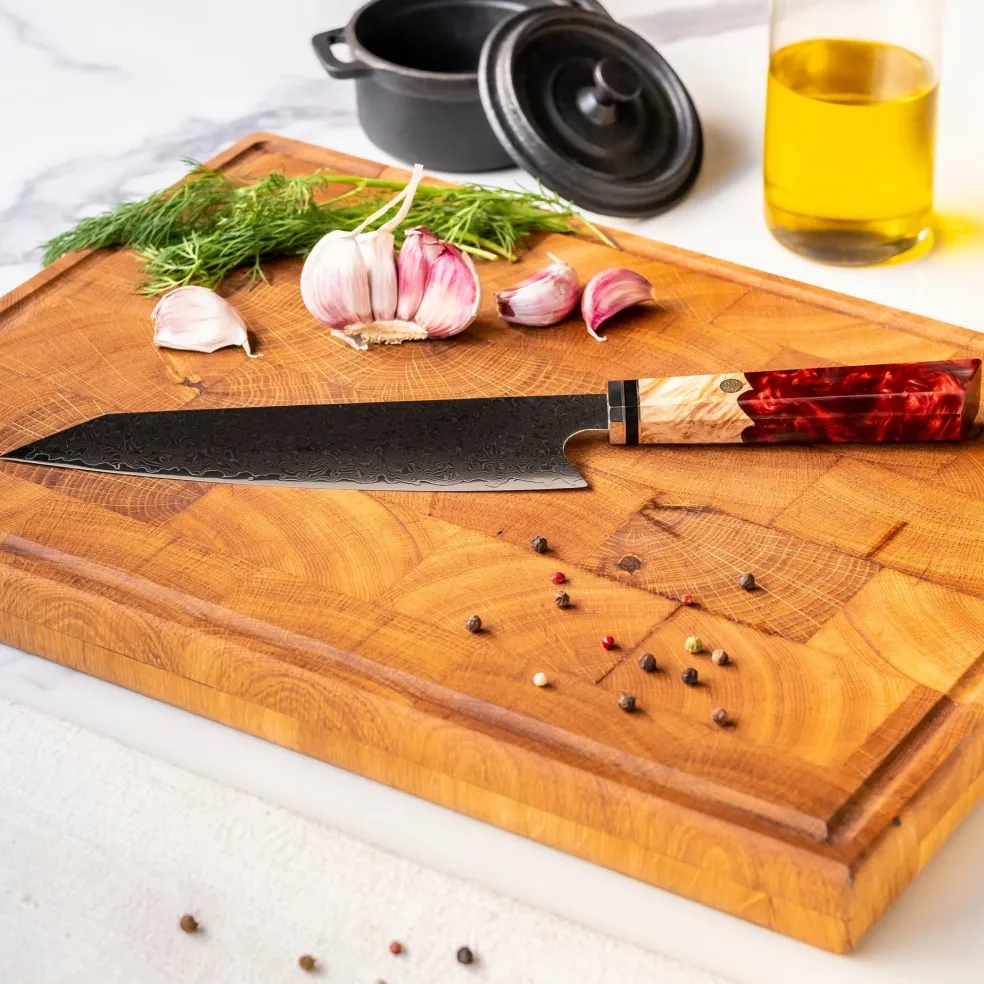 Shinrai Knives - Ruby Octagon Damascus Kiritsuke 23 cm - Special Edition