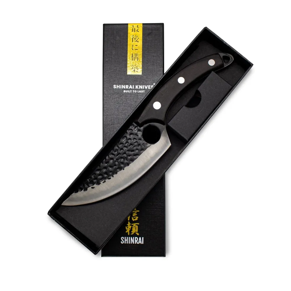 Shinrai Knives - RVS Gladiator Koksmes met holster - Zwart