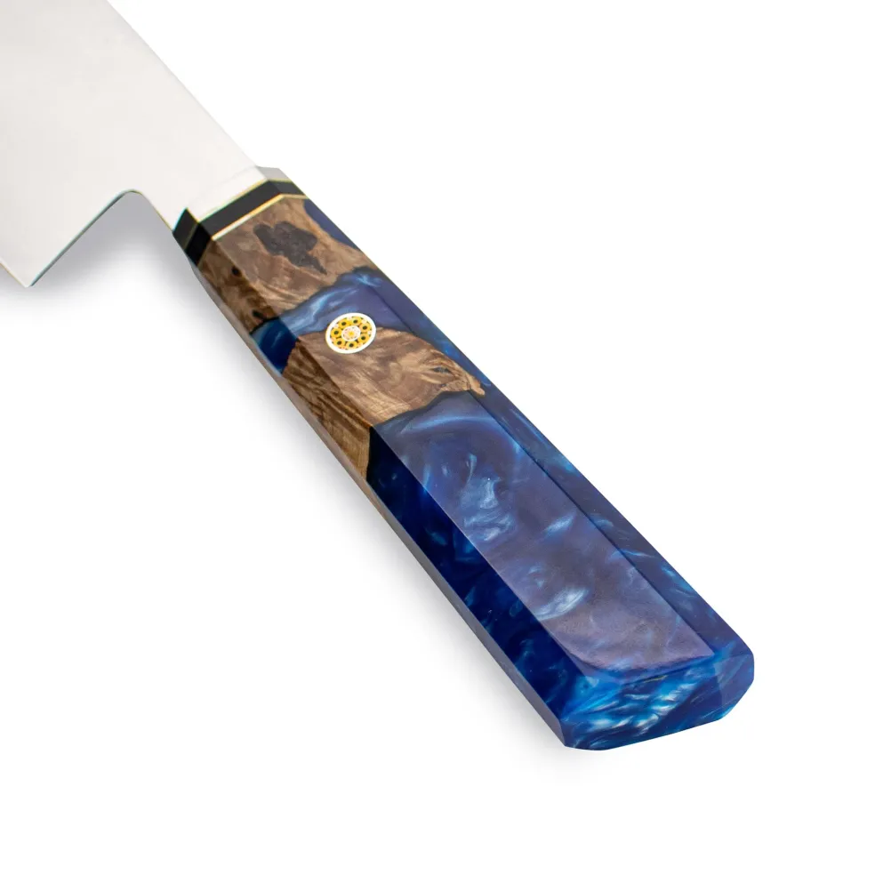 Shinrai Knives - Sapphire Octagon Damascus Kiritsuke 23 cm - Special Edition