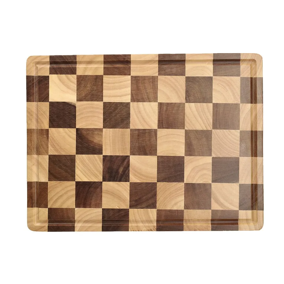 Shinrai Knives - Schaak Snijplank Acaciahout - Kopshout - 40 x 30 x 4.5 cm