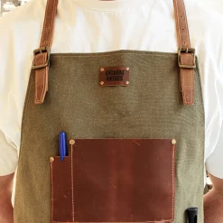 Shinrai Knives - Schort Hoogwaardig Canvas & Leer Groen