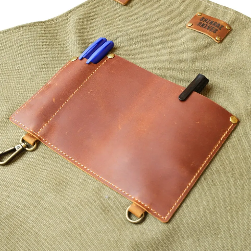 Shinrai Knives - Schort Hoogwaardig Canvas & Leer Groen