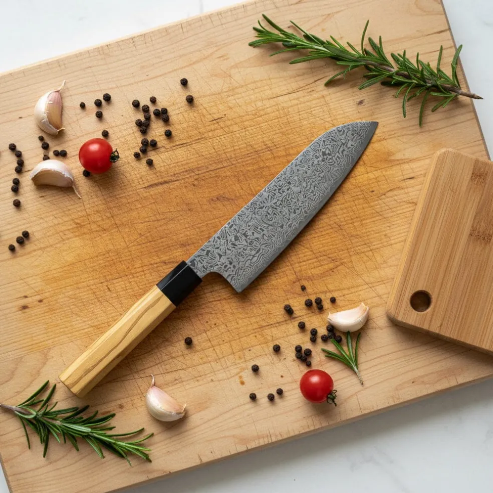 Shinrai Knives - Takumi Kaza 4-delige Damascus Messenset - Santoku + Broodmes + Nakiri + Schilmes