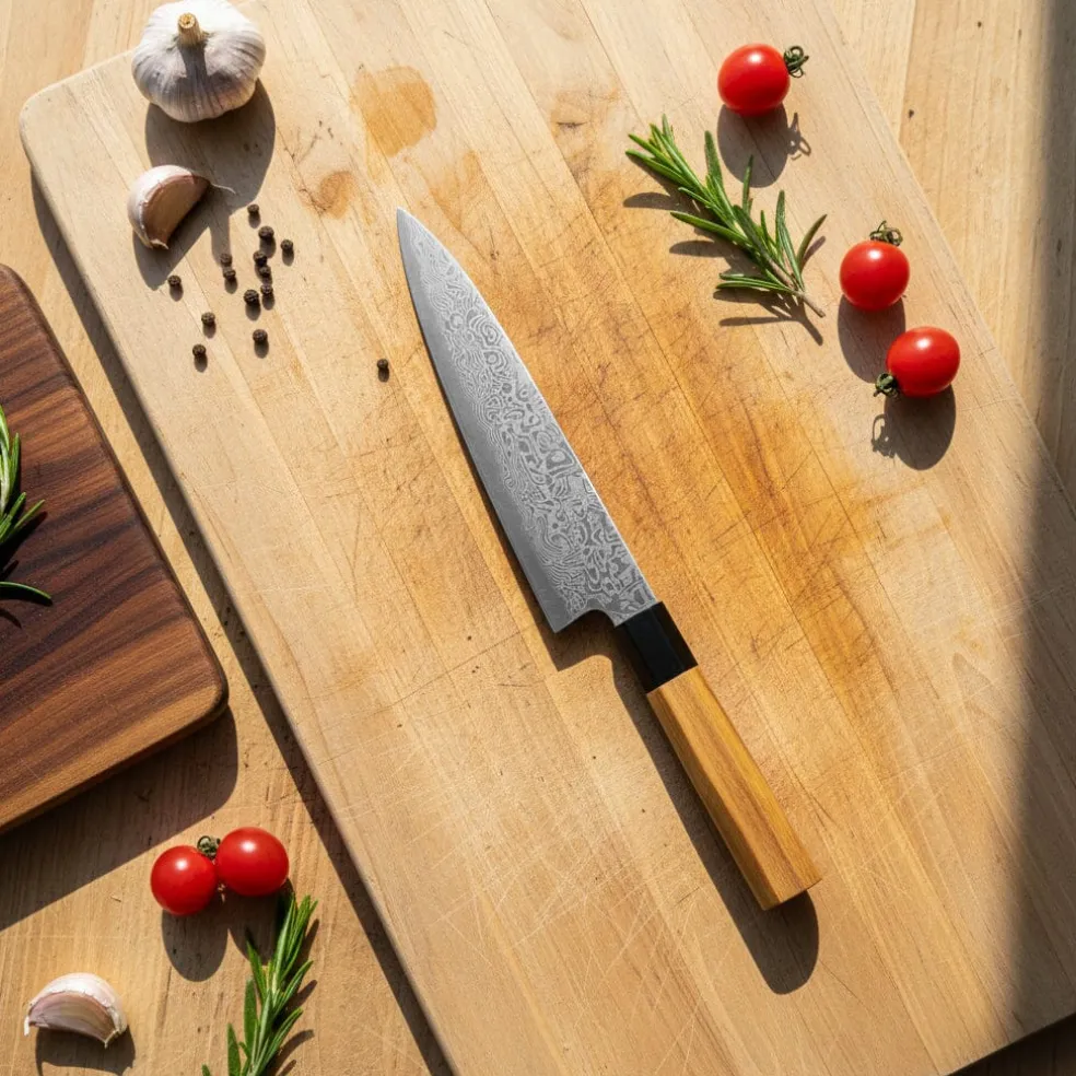 Shinrai Knives - Takumi Kaza 2-delige Damascus Messenset - Santoku + Schilmes