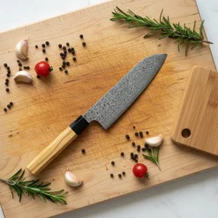 Shinrai Knives - Takumi Kaza 3-delige Damascus Messenset - Koksmes + Santoku + Schilmes