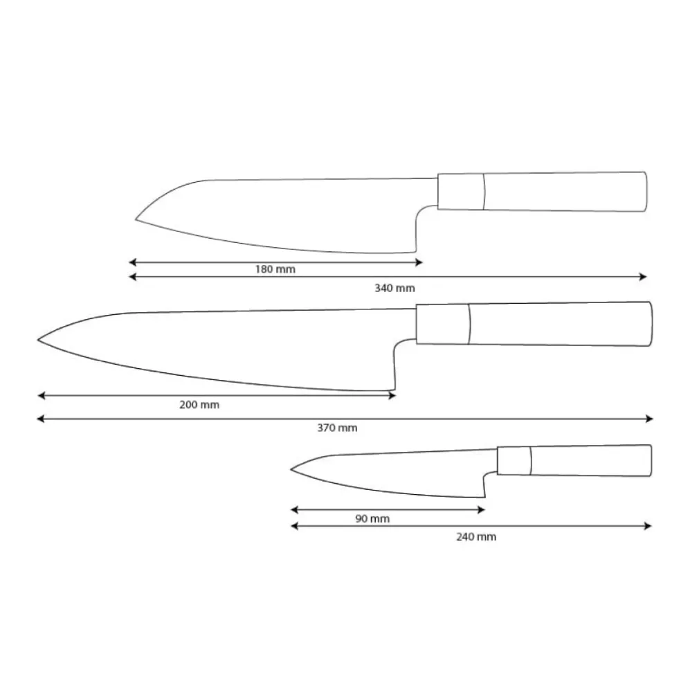 Shinrai Knives - Takumi Kaza 3-delige Damascus Messenset - Koksmes + Santoku + Schilmes