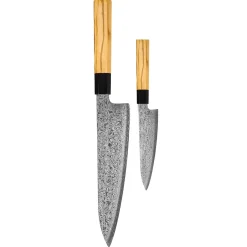 Shinrai Knives - Takumi Kaza 2-delige Damascus Messenset - Koksmes + Schilmes
