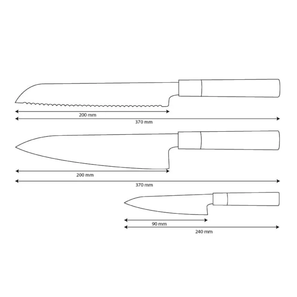 Shinrai Knives - Takumi Kaza 3-delige Damascus Messenset - Koksmes + Broodmes + Schilmes